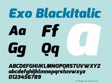 Exo BlackItalic Version 1.00 Font Sample