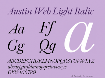 Austin Web Light Italic Version 1.1 2013 Font Sample