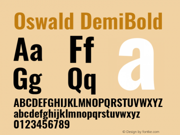 Oswald DemiBold 3.0; ttfautohint (v1.4.1) Font Sample