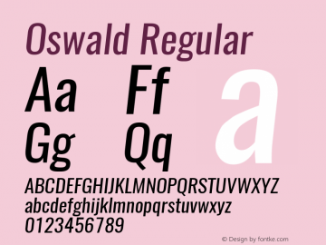 Oswald Regular 3.0; ttfautohint (v1.4.1) Font Sample