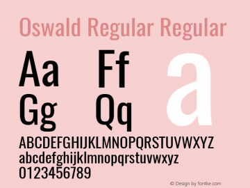 Oswald Regular Regular 3.0; ttfautohint (v1.4.1) Font Sample