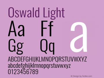 Oswald Light 3.0; ttfautohint (v1.4.1) Font Sample