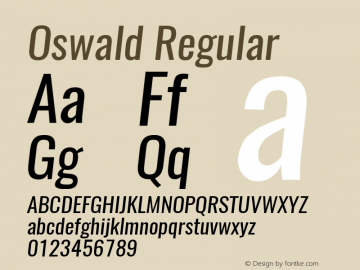 Oswald Regular 3.0; ttfautohint (v1.4.1) Font Sample
