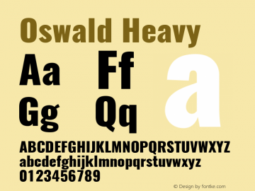 Oswald Heavy 3.0; ttfautohint (v1.4.1) Font Sample
