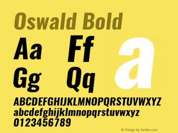 Oswald Bold 3.0; ttfautohint (v1.4.1) Font Sample