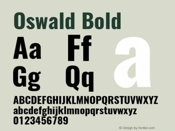 Oswald Bold 3.0; ttfautohint (v1.4.1) Font Sample