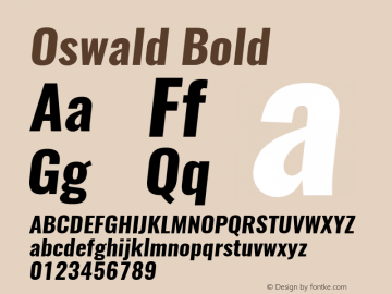 Oswald Bold 3.0; ttfautohint (v1.4.1) Font Sample