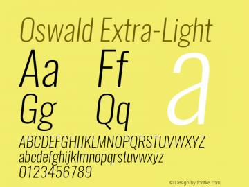 Oswald Extra-Light 3.0; ttfautohint (v1.4.1) Font Sample