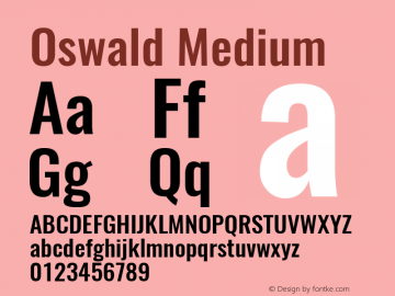 Oswald Medium 3.0; ttfautohint (v1.4.1) Font Sample