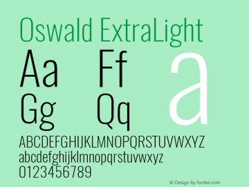 Oswald ExtraLight 3.0; ttfautohint (v1.4.1) Font Sample