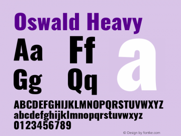 Oswald Heavy 3.0; ttfautohint (v1.4.1) Font Sample