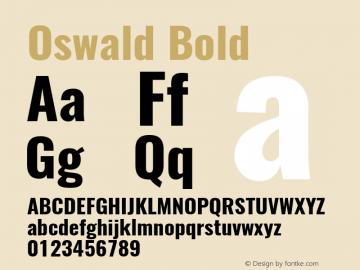 Oswald Bold 3.0; ttfautohint (v1.4.1) Font Sample