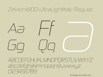 ZektonW00-UltraLightItalic Regular Version 5.00 Font Sample