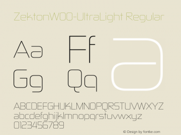 ZektonW00-UltraLight Regular Version 5.00 Font Sample