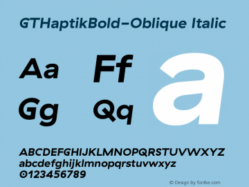 GTHaptikBold-Oblique Italic Version 3.001图片样张
