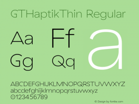 GTHaptikThin Regular Version 3.001 Font Sample