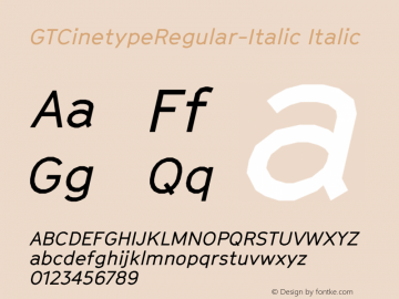 GTCinetypeRegular-Italic Italic Version 001.001图片样张