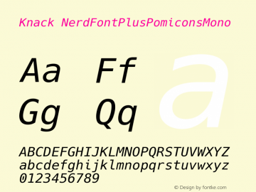 Knack NerdFontPlusPomiconsMono Version 2.018; ttfautohint (v1.4.1) -l 4 -r 80 -G 350 -x 0 -H 145 -D latn -f latn -w G -W -t -X 