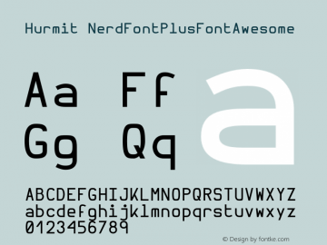 Hurmit NerdFontPlusFontAwesome Version 1.21;Nerd Fonts 0.6. Font Sample