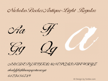 NicholasBeckerAntique-Light Regular 1.0 Thu May 04 01:29:50 2000 Font Sample