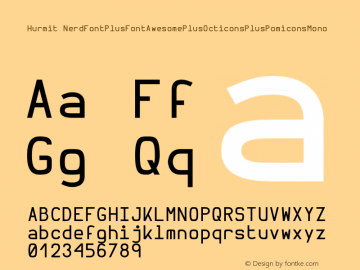 Hurmit NerdFontPlusFontAwesomePlusOcticonsPlusPomiconsMono Version 1.21;Nerd Fonts 0.6.图片样张