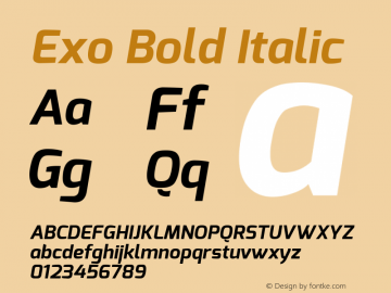 Exo Bold Italic Version 1.00图片样张