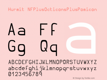 Hurmit NFPlusOcticonsPlusPomicon Version 1.21;Nerd Fonts 0.6. Font Sample