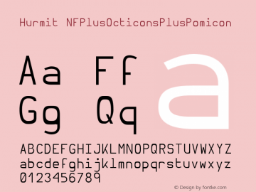 Hurmit NFPlusOcticonsPlusPomicon Version 1.21;Nerd Fonts 0.6. Font Sample