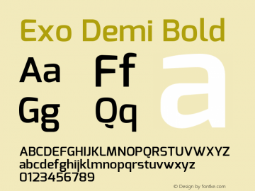 Exo Demi Bold Version 1.00 Font Sample