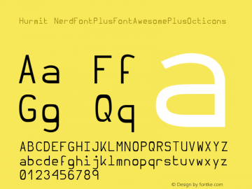 Hurmit NerdFontPlusFontAwesomePlusOcticons Version 1.21;Nerd Fonts 0.6. Font Sample