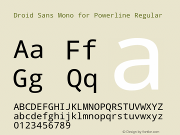 Droid Sans Mono for Powerline Regular Version 1.00 build 113图片样张