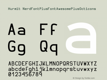 Hurmit NerdFontPlusFontAwesomePlusOcticons Version 1.21;Nerd Fonts 0.6. Font Sample