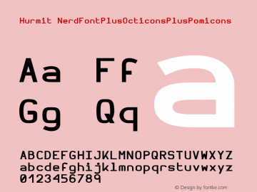 Hurmit NerdFontPlusOcticonsPlusPomicons Version 1.21;Nerd Fonts 0.6. Font Sample