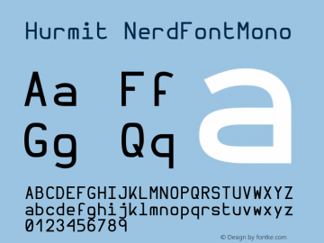 Hurmit NerdFontMono Version 1.21;Nerd Fonts 0.6. Font Sample