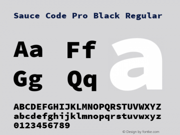 Sauce Code Pro Black Regular Version 2.010;PS 1.000;hotconv 1.0.84;makeotf.lib2.5.63406图片样张