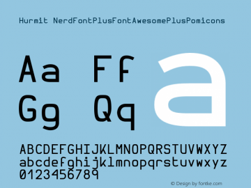 Hurmit NerdFontPlusFontAwesomePlusPomicons Version 1.21;Nerd Fonts 0.6. Font Sample