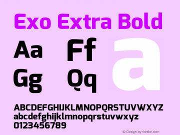 Exo Extra Bold Version 1.00 Font Sample