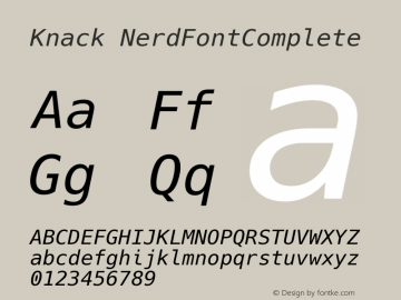 Knack NerdFontComplete Version 2.018; ttfautohint (v1.4.1) -l 4 -r 80 -G 350 -x 0 -H 145 -D latn -f latn -w G -W -t -X 