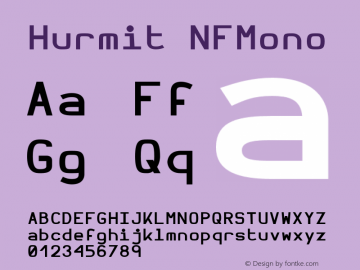 Hurmit NFMono Version 1.21;Nerd Fonts 0.6. Font Sample