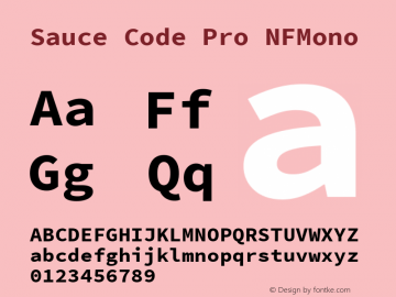 Sauce Code Pro NFMono Version 2.010;PS 1.000;hotconv 1.0.84;makeotf.lib2.5.63406图片样张