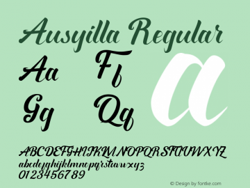 Ausyilla Regular Version 1.000 Font Sample