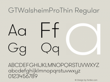 GTWalsheimProThin Regular Version 1.001 Font Sample