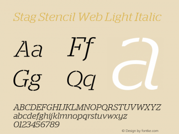 Stag Stencil Web Light Italic Version 1.1 2009图片样张