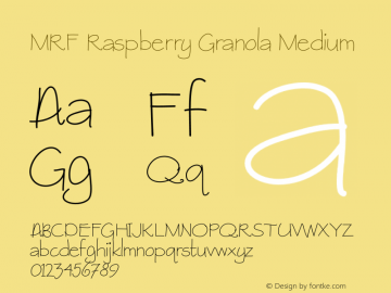 MRF Raspberry Granola Medium Version 001.000 Font Sample