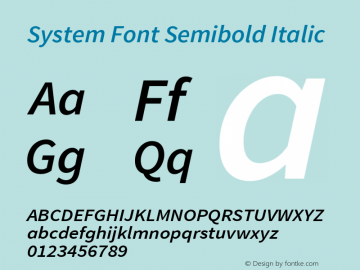 System Font Semibold Italic Version 1.065;PS Version 2.0;hotconv 1.0.78;makeotf.lib2.5.61930图片样张