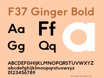 F37 Ginger Bold Version 1.000 Font Sample