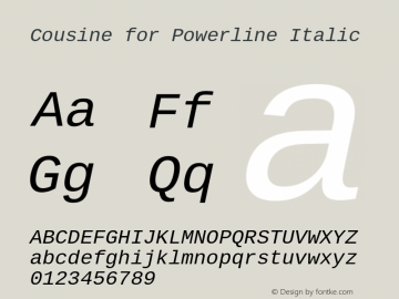 Cousine for Powerline Italic Version 1.21 Font Sample