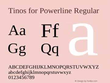 Tinos for Powerline Regular Version 1.30 Font Sample