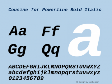 Cousine for Powerline Bold Italic Version 1.21 Font Sample