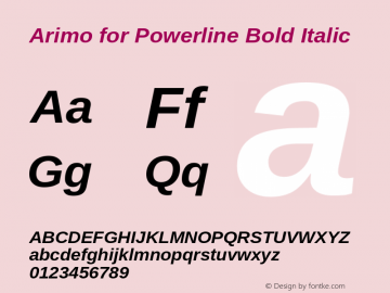 Arimo for Powerline Bold Italic Version 1.30 Font Sample